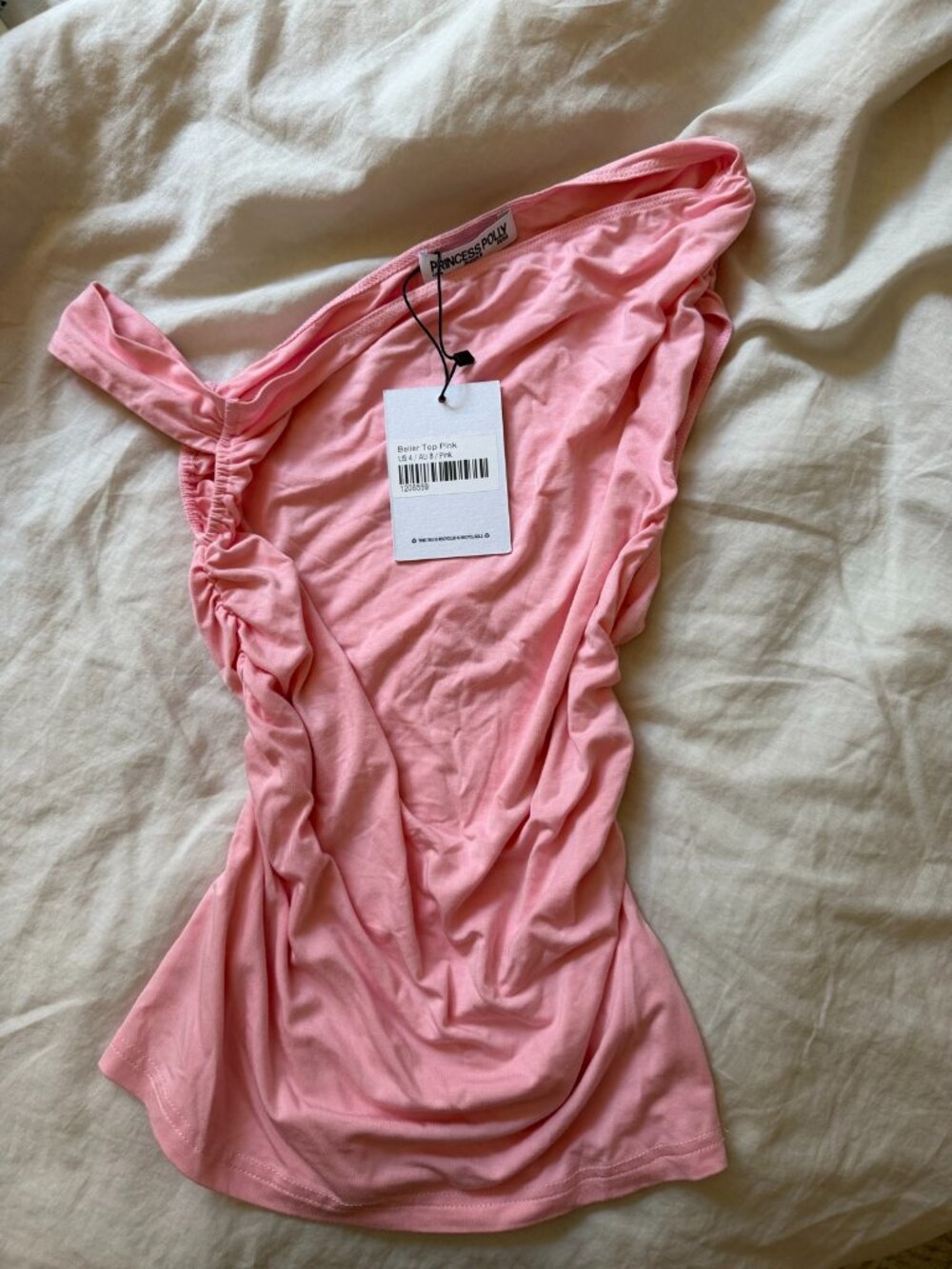 Princess Polly Better Top Pink Asymmetric Size US 4 NWT